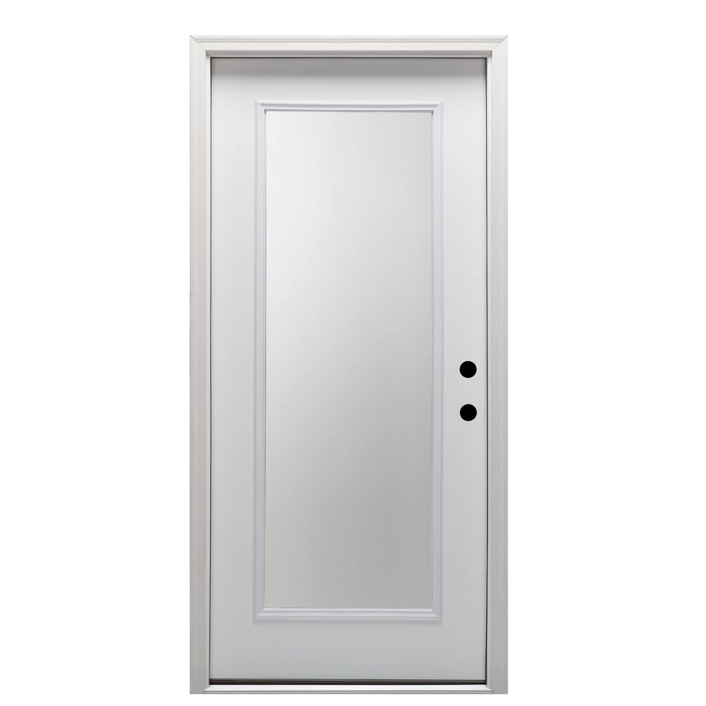 Fiberglass Smooth Primed Left Hand In-Swing Prehung Front Door Full Lite Clear Glass 32" x 80" H198835