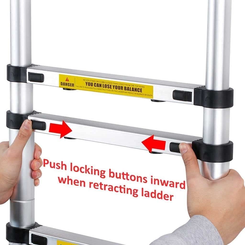 Aluminum Telescoping Ladder with Hooks, 20.3FT One Button Retraction 330lbs Capacity F2643