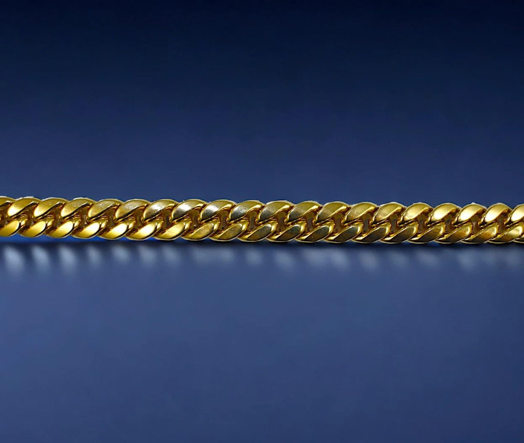 14K Yellow Gold Solid Miami Cuban Chain M7613