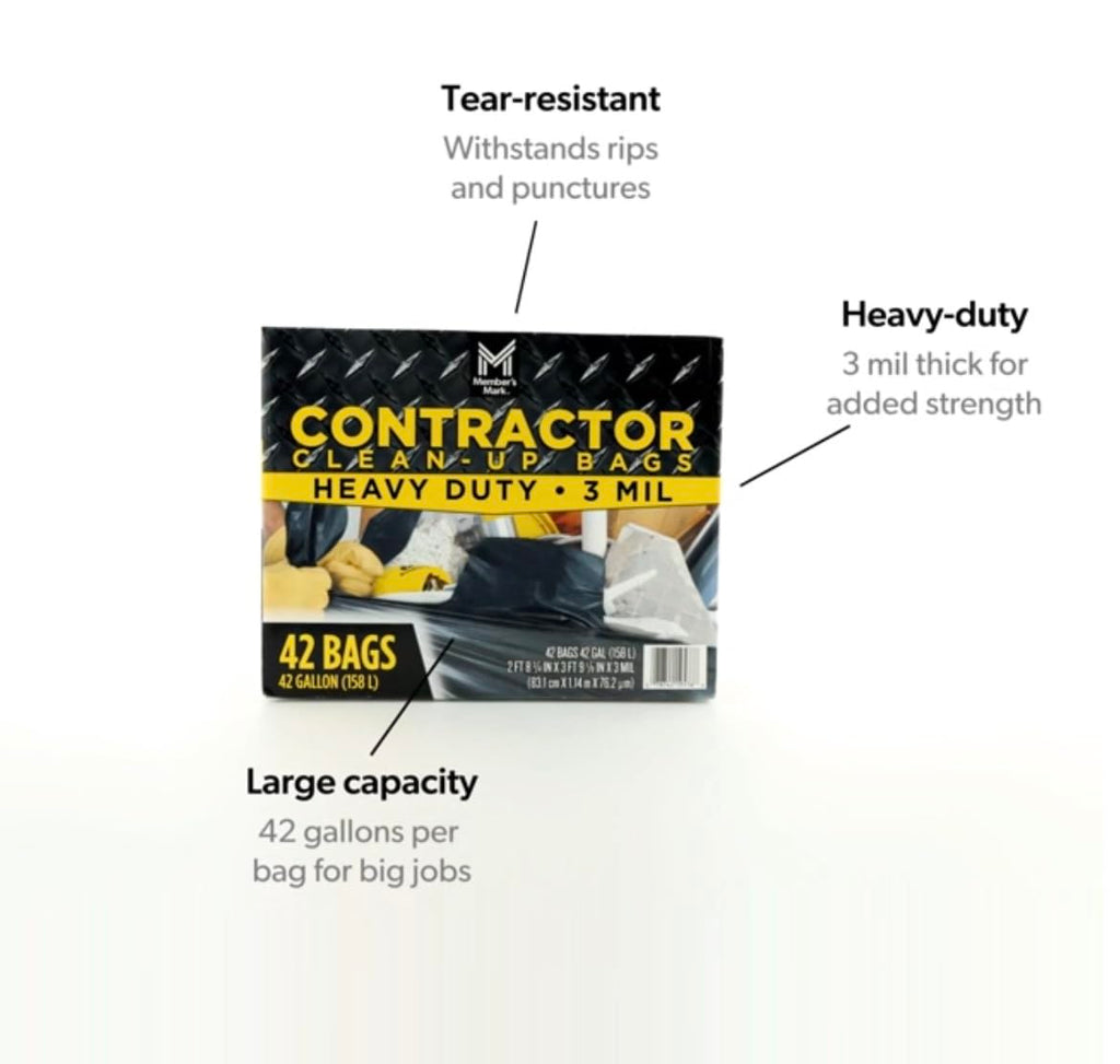 Commercial Contractor Clean-Up Trash Bags 42 gal. 42 ct. U56919