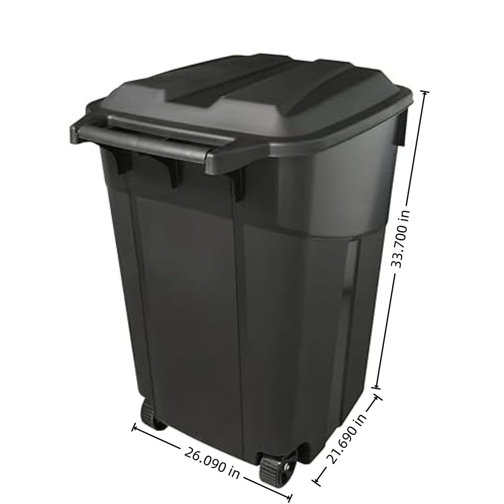 45 Gallon Outdoor Trash Can with Wheels and Lid U860026