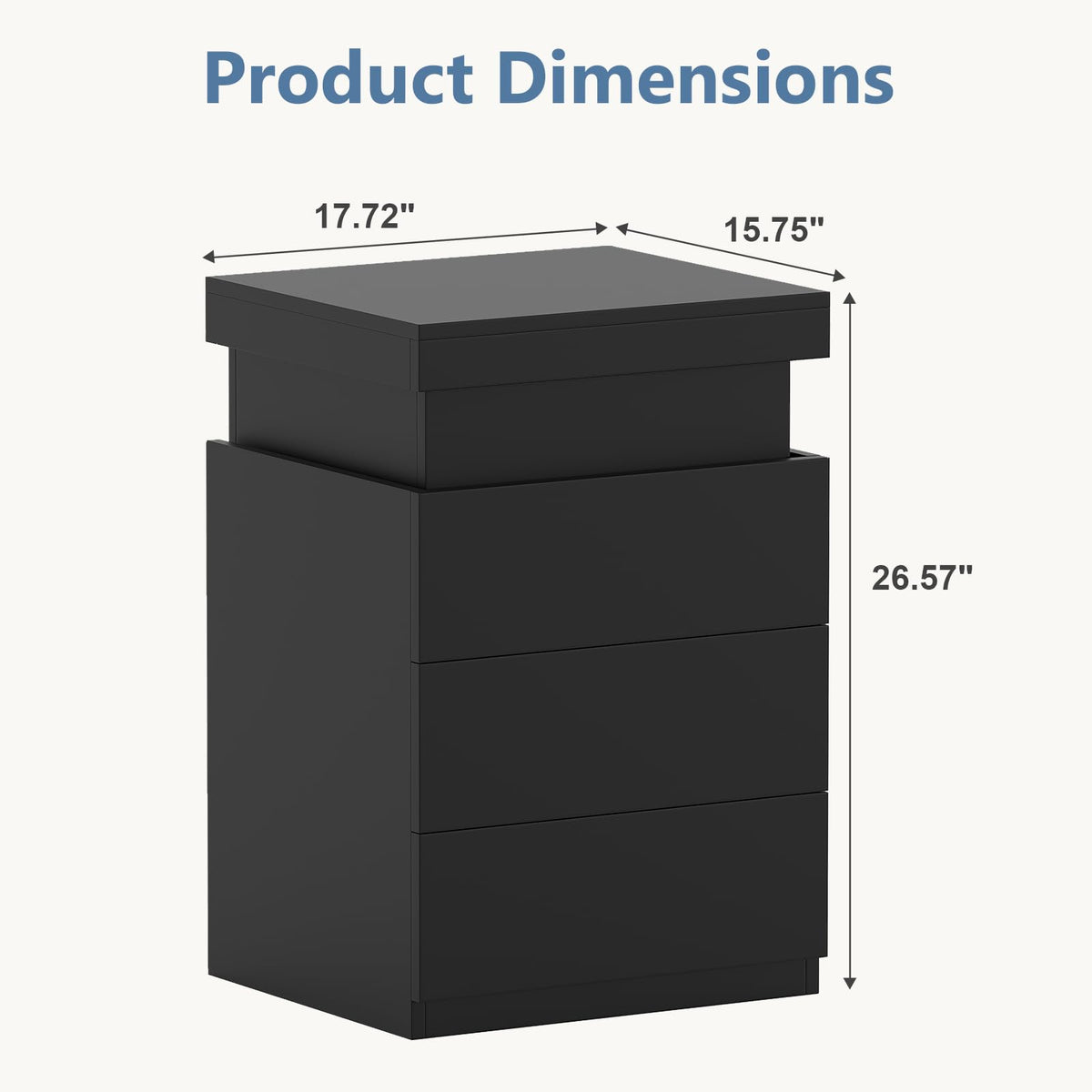 Black Nightstand with Charging Station W807057