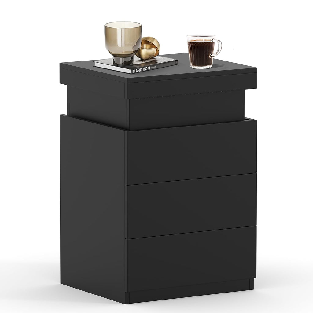 Black Nightstand with Charging Station W807057