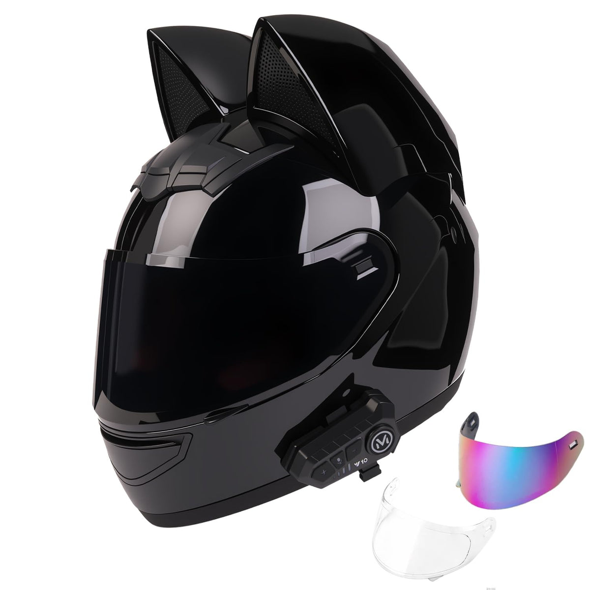 Bluetooth Motorcycle Cat Ear Full Face Helmet DOT Approved O6300