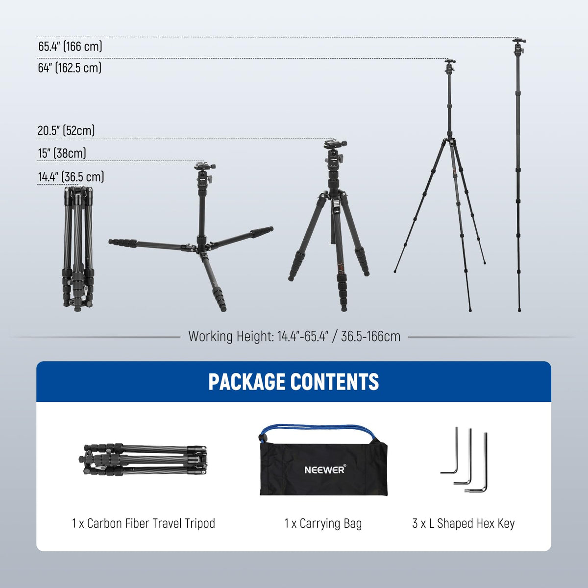 Carbon Fiber Camera Tripod Monopod 65" Lightweight Compact Travel DSLR Video Stand 360° Ball Head 13.2 lbs E963895