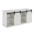 White 58" Farmhouse TV Stand with Sliding Barn Doors P43226