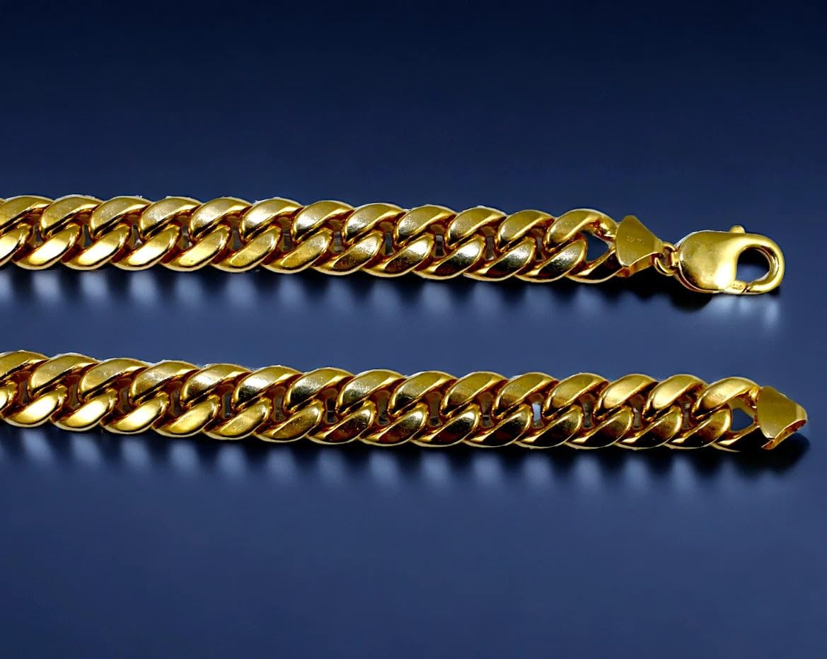 14K Yellow Gold Solid Miami Cuban Chain M7613