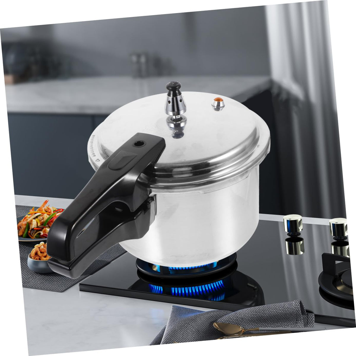 Silver 4l Aluminum Alloy Stovetop Pressure Cooker I53395