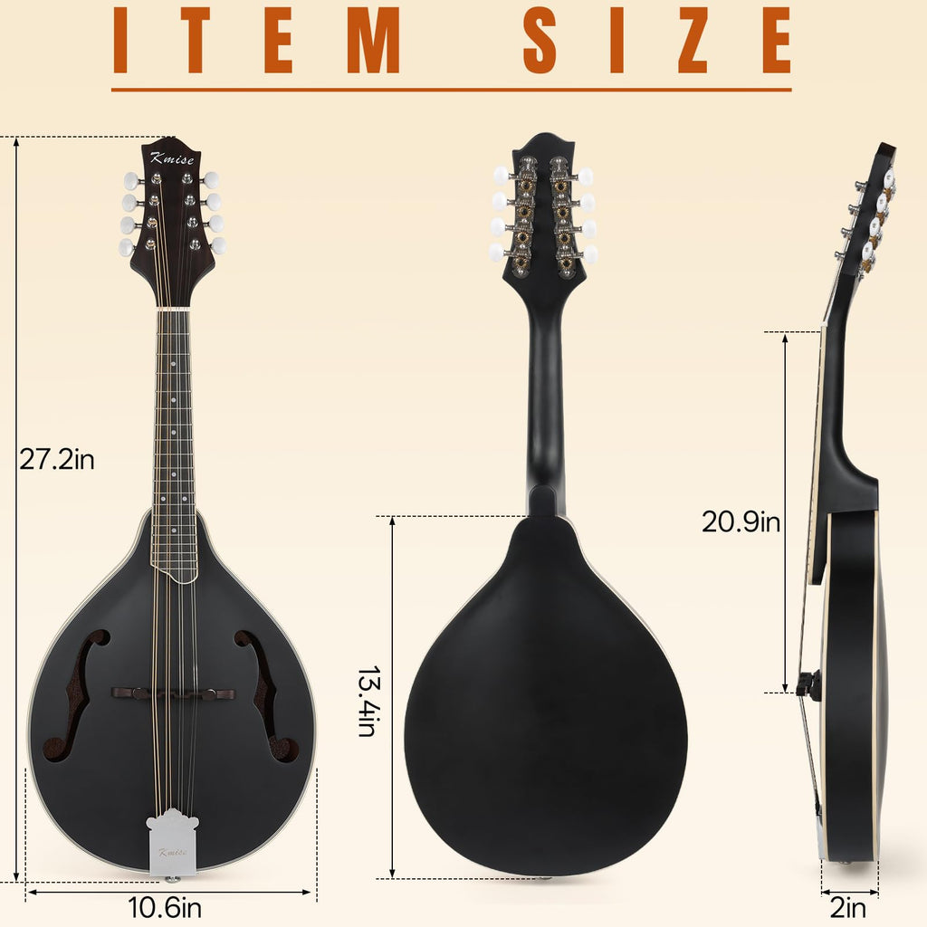 8 String A Style Acoustic Mandolin Kit with Tuner Strap Gig Bag V101