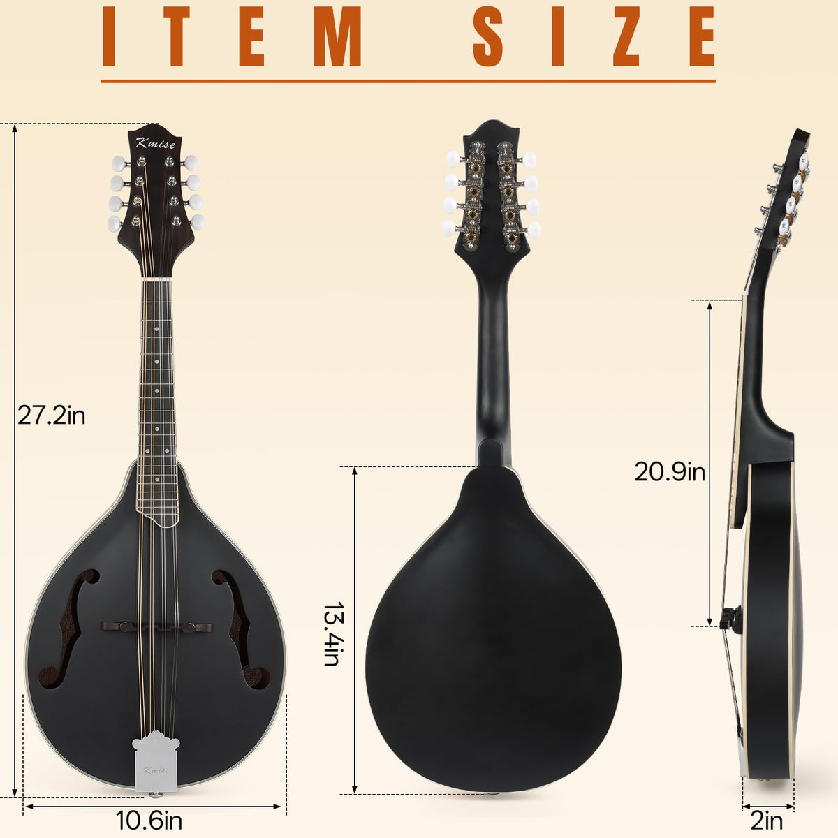8 String A Style Acoustic Mandolin Kit with Tuner Strap Gig Bag V101