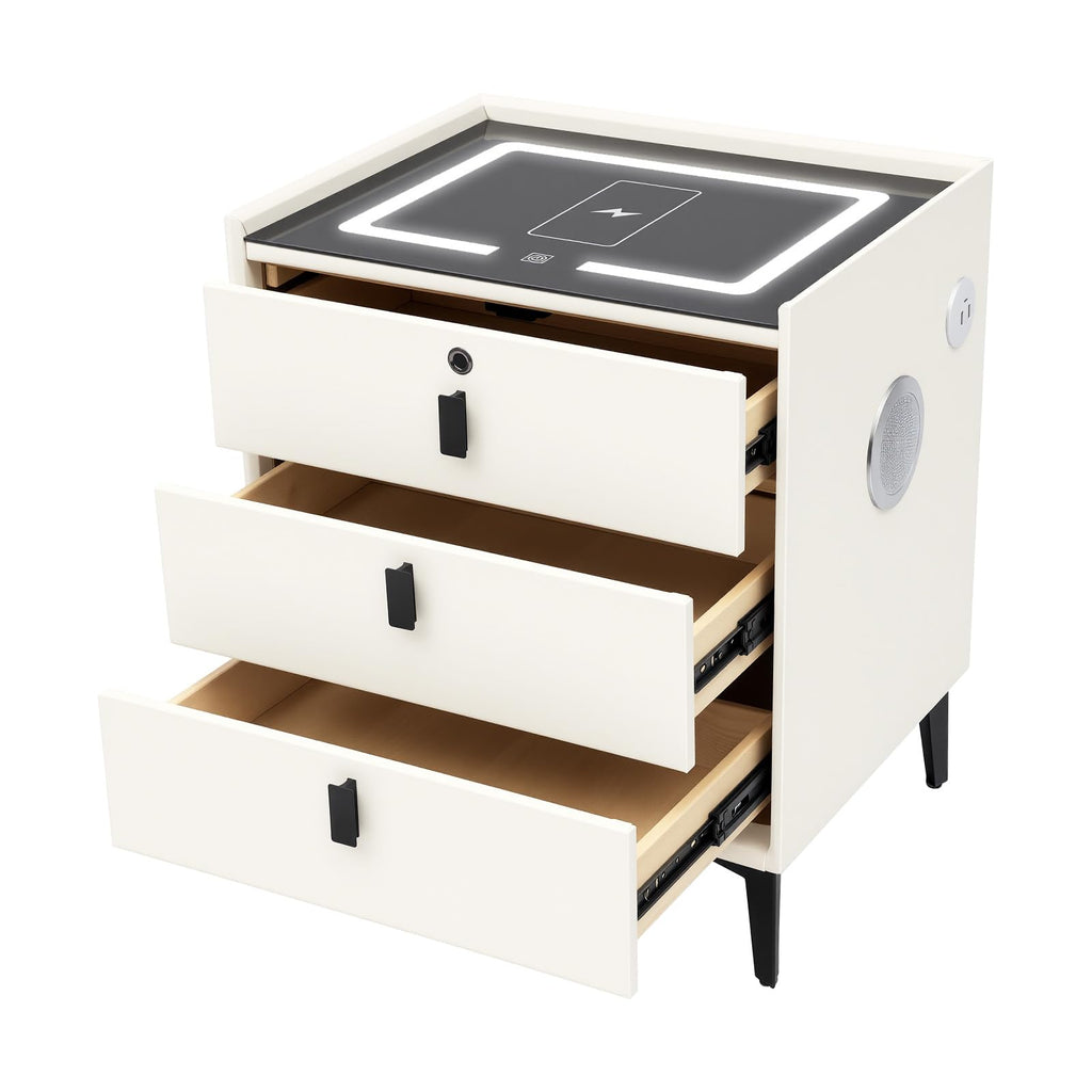 3 Drawers Nightstand with Fingerprint Lock and Wireless Charging I726779
