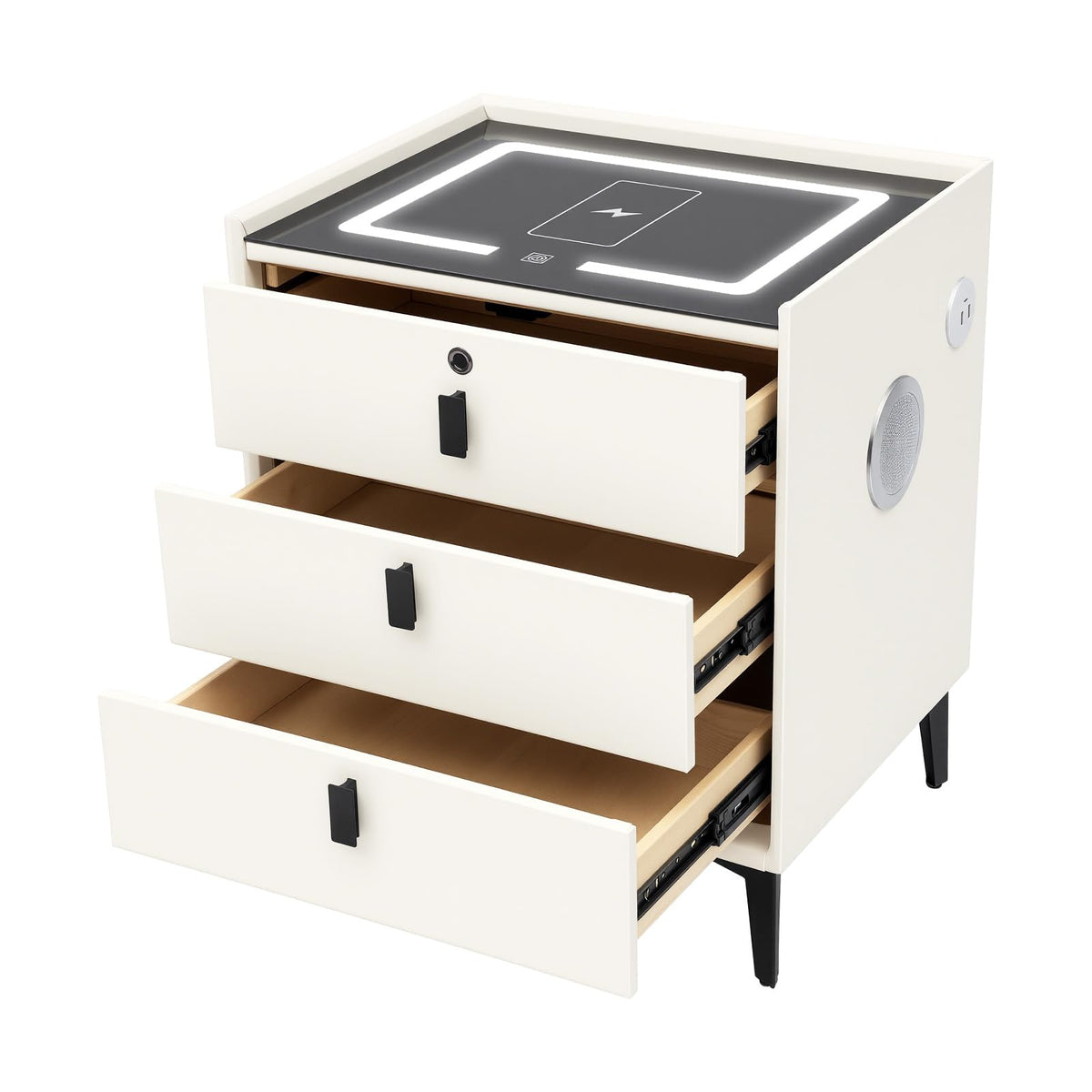 3 Drawers Nightstand with Fingerprint Lock and Wireless Charging I726779