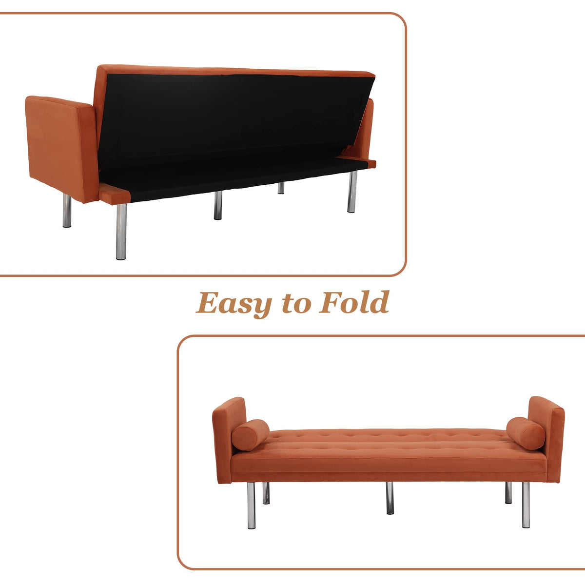 Orange Twin Size Convertible Sofa Bed M450114