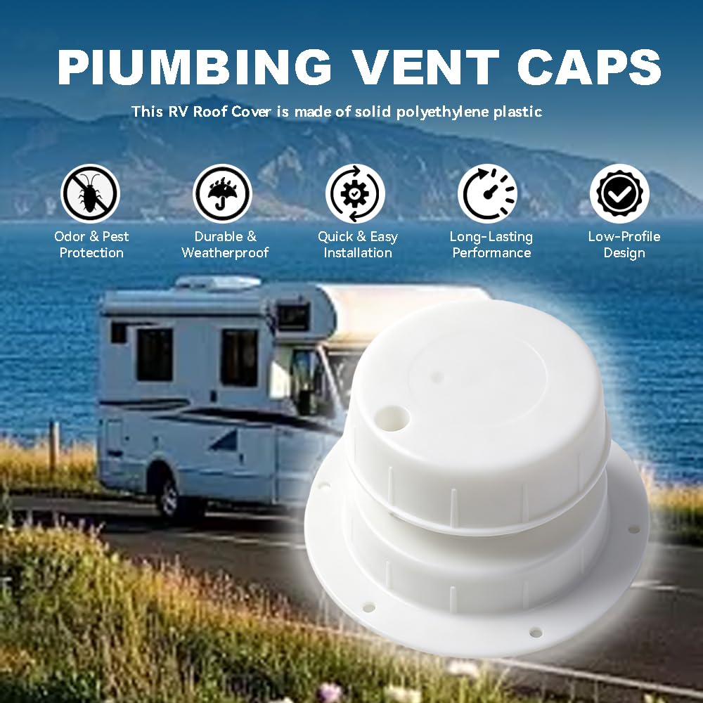 RV Plumbing Vent Caps Replacement Plastic Roof Cover 1 to 2 3/8 Inch Pipe A20718