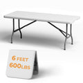 6FT Folding Table with Carry Handle, White, 1 Pack E90782