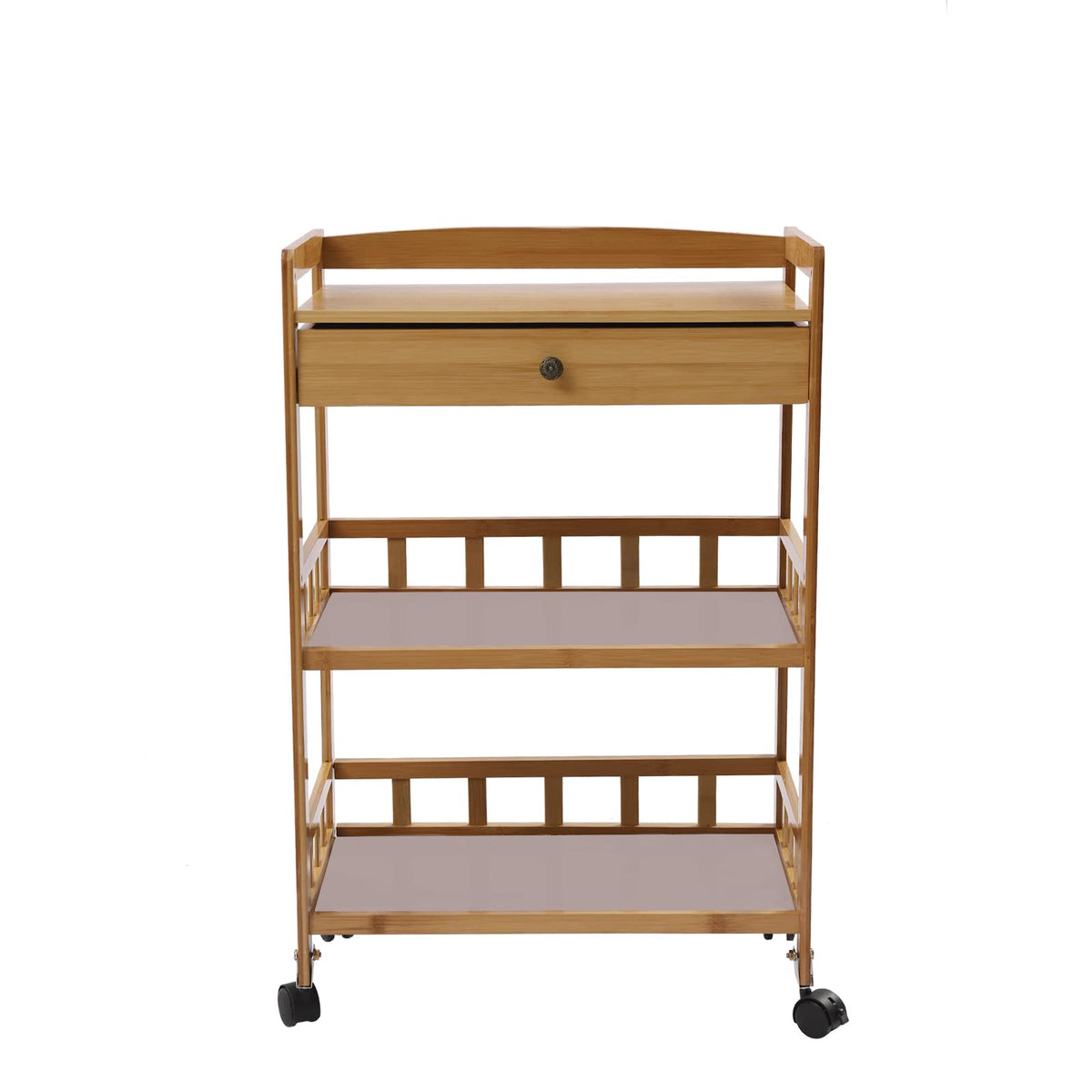 3-Tier Bamboo Rolling Kitchen Cart with Drawer B40749