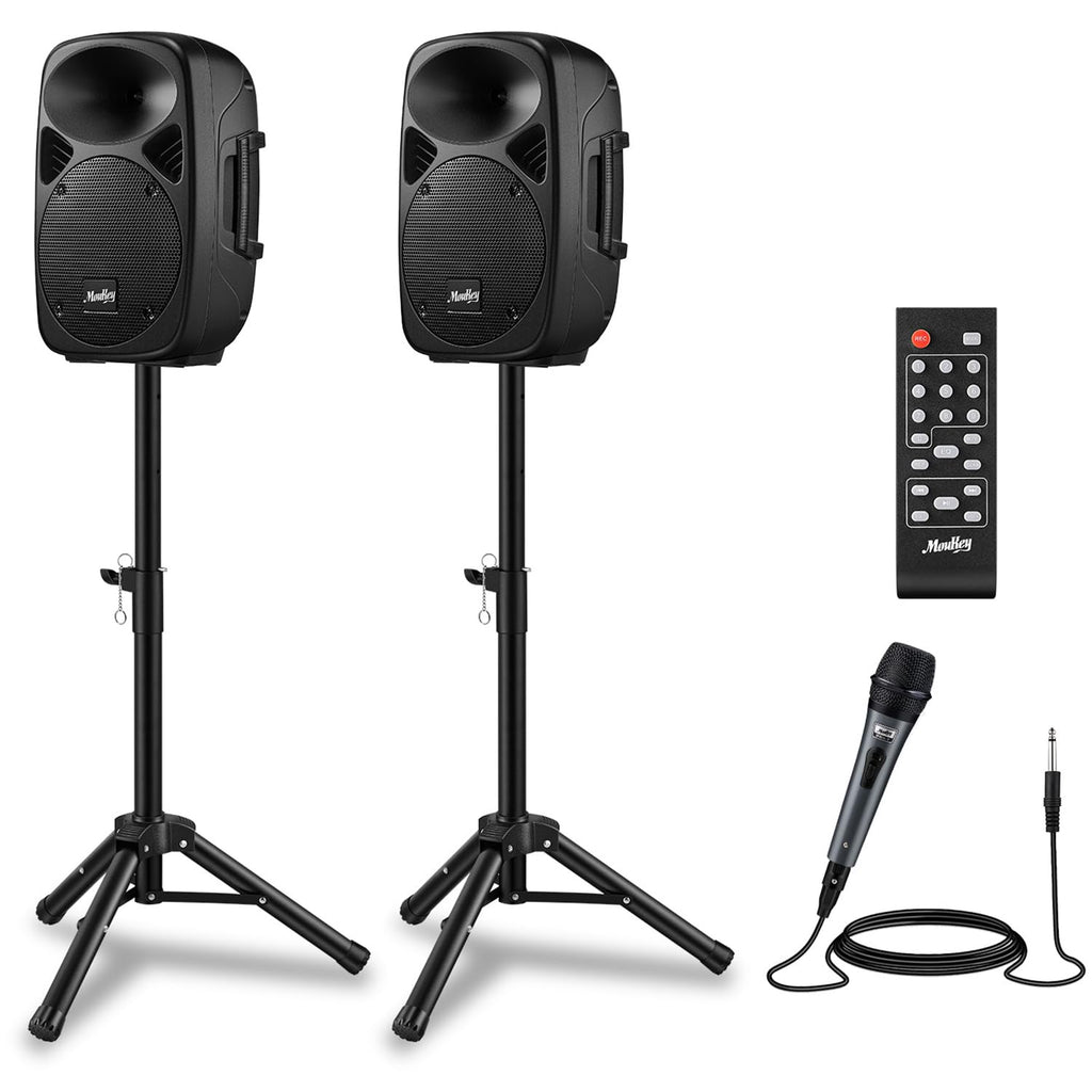 8 Inch Rechargeable PA Speakers with Tripod Stands X20345