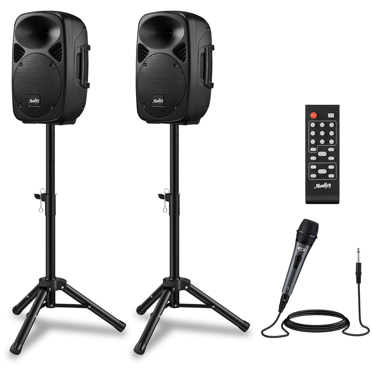 8 Inch Rechargeable PA Speakers with Tripod Stands X20345