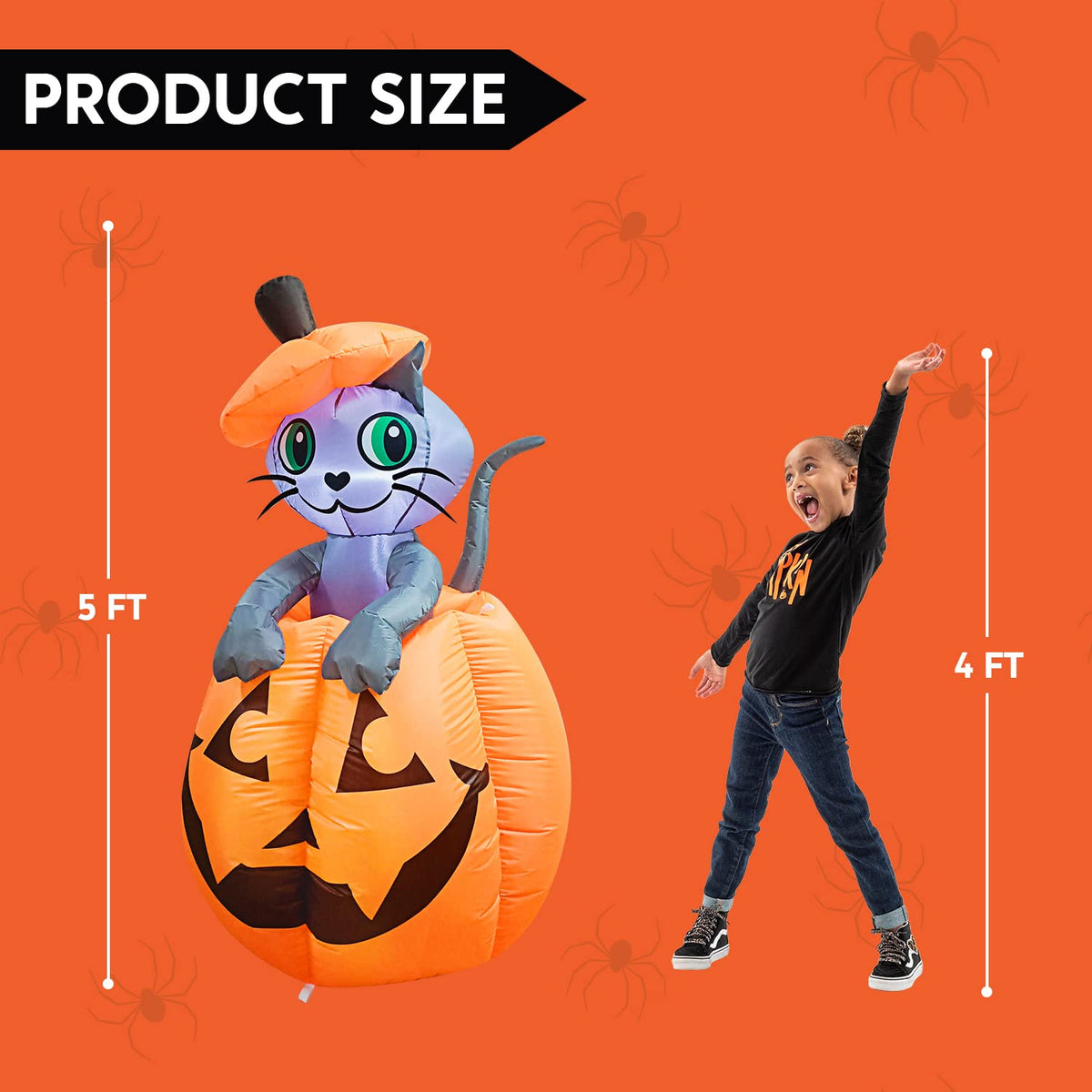 5 FT Animated Pumpkin Inflatable with LEDs T821