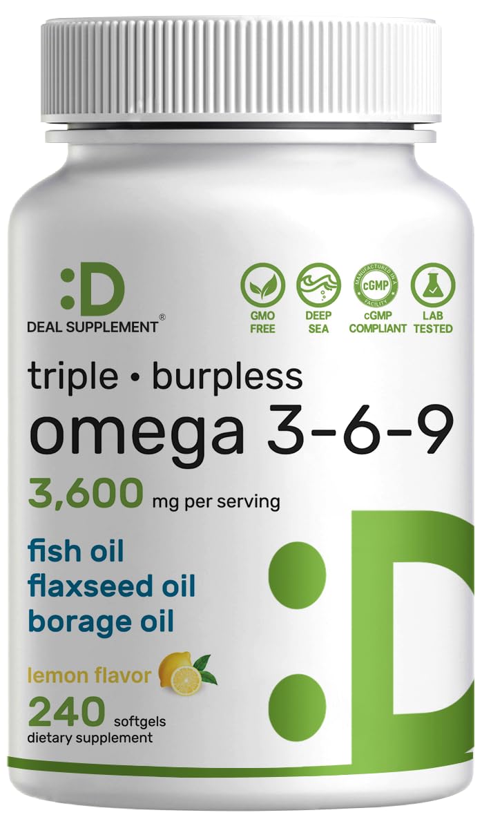 Omega 3-6-9 Fish Oil 3,600mg 240 Softgels Lemon Flavored D309960