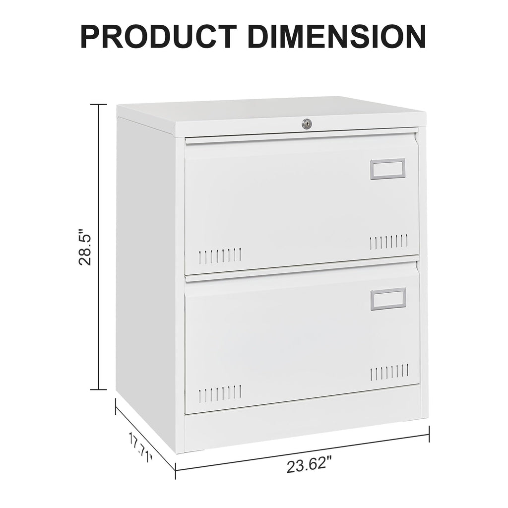 White 2 Drawer Metal Lockable File Cabinet A172
