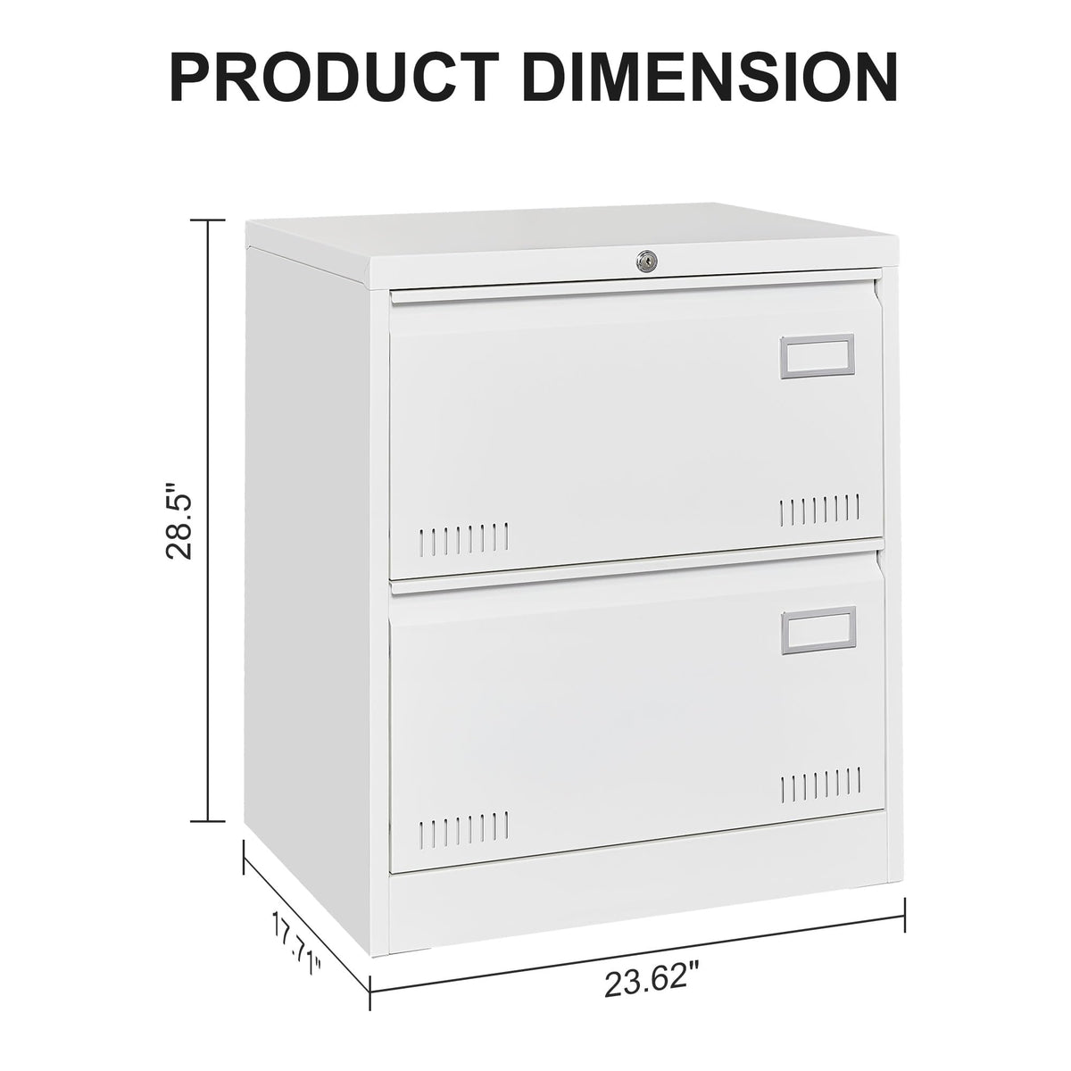 White 2 Drawer Metal Lockable File Cabinet A172