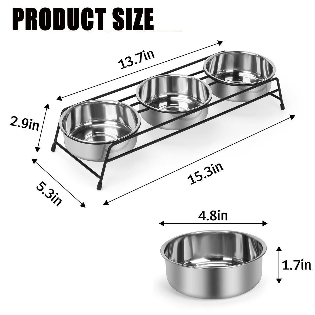 Raised Cat Bowls 3 Stainless Steel A99616