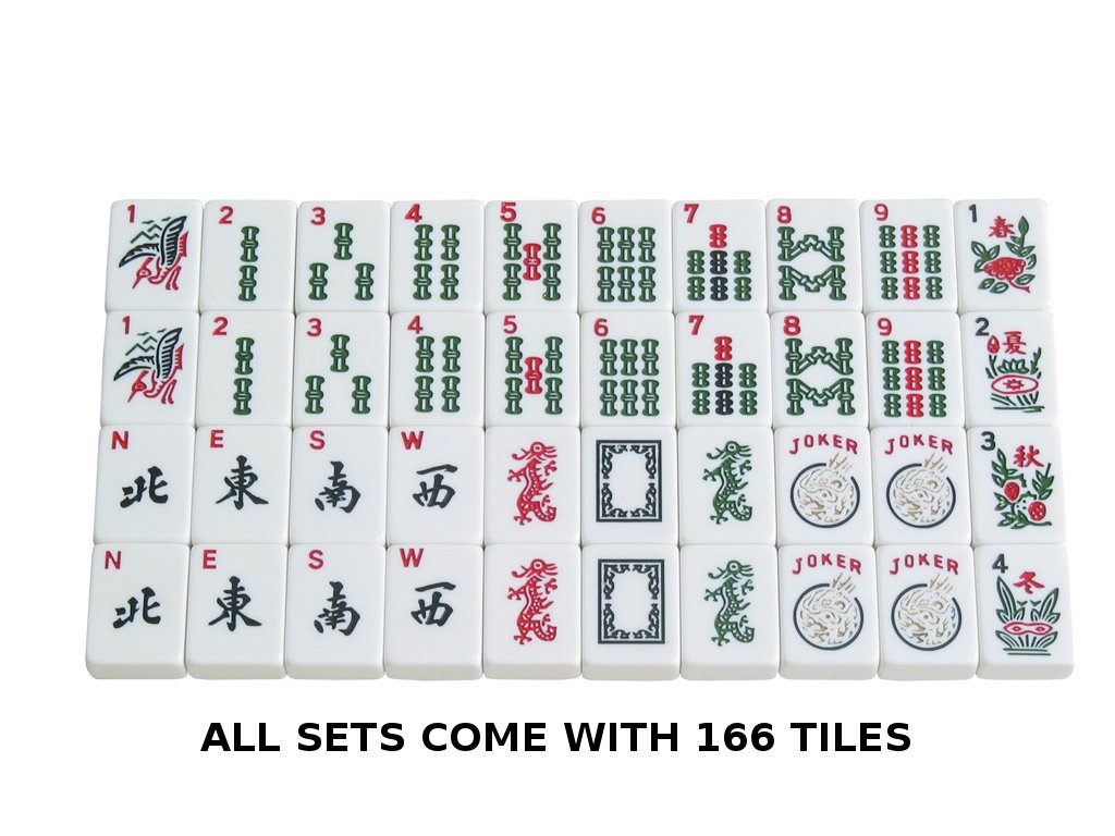 American Mah Jongg Set - 166 White Tiles, 4 Rack/Pushers, Blue Canvas Bag V435960