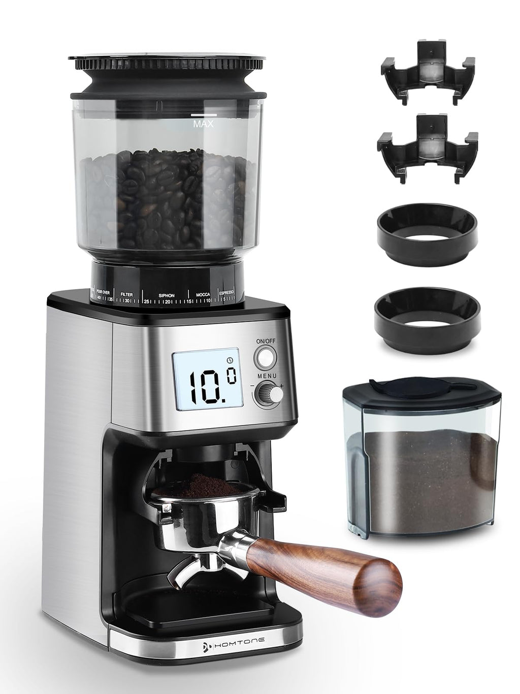 Conical Burr Espresso Coffee Grinder 51mm Stepless Electric F9588