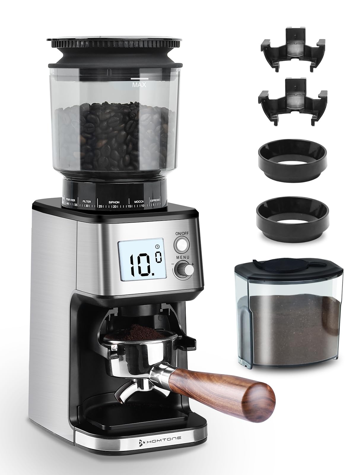 Conical Burr Espresso Coffee Grinder 51mm Stepless Electric F9588