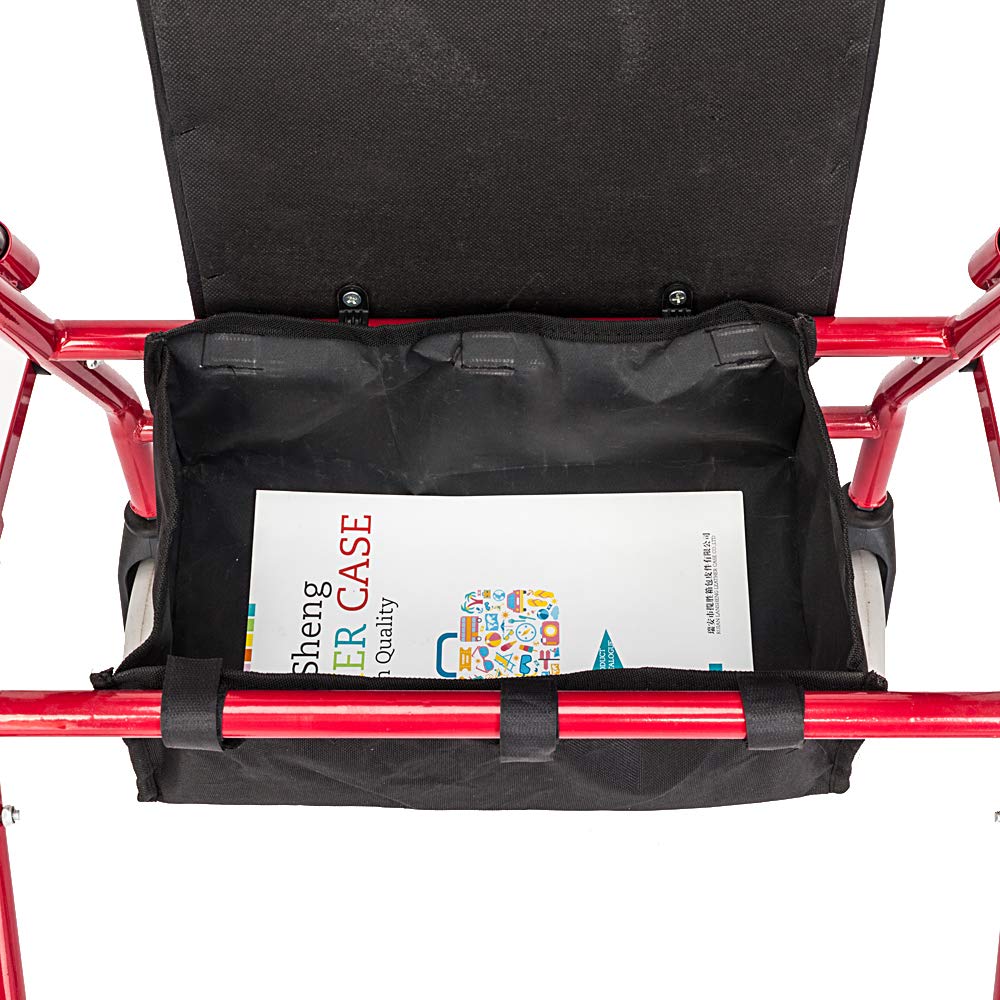 Rollator Walker with Seat, 8-inch Wheels, Black & Red C807