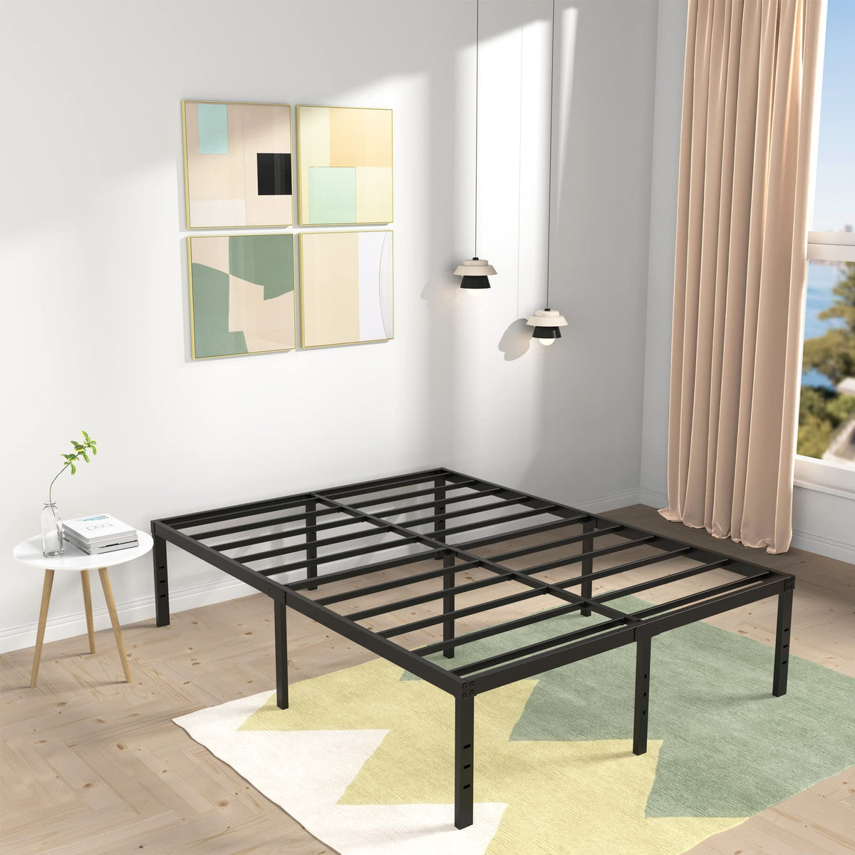 18 Inch High Queen Size Bed Frame with Storage C2688