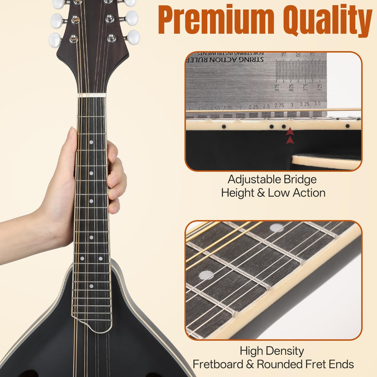 8 String A Style Acoustic Mandolin Kit with Tuner Strap Gig Bag V101