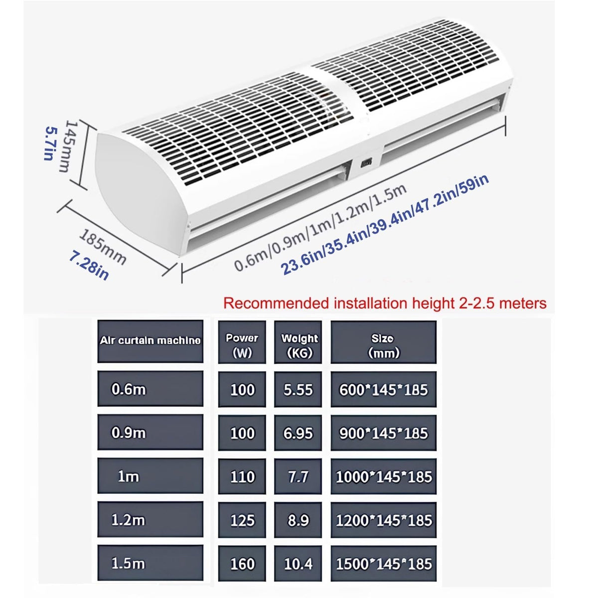 Outdoor Air Curtain Machine with Large Air Volume, 2 Speed and Wind Direction Adjustable R685