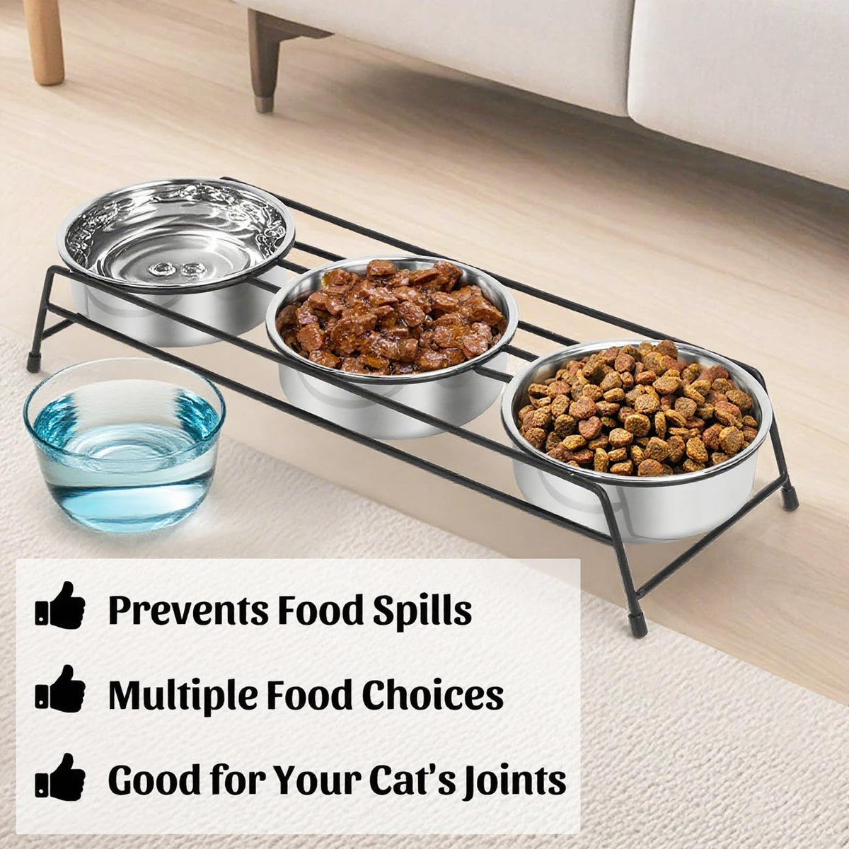 Raised Cat Bowls 3 Stainless Steel A99616