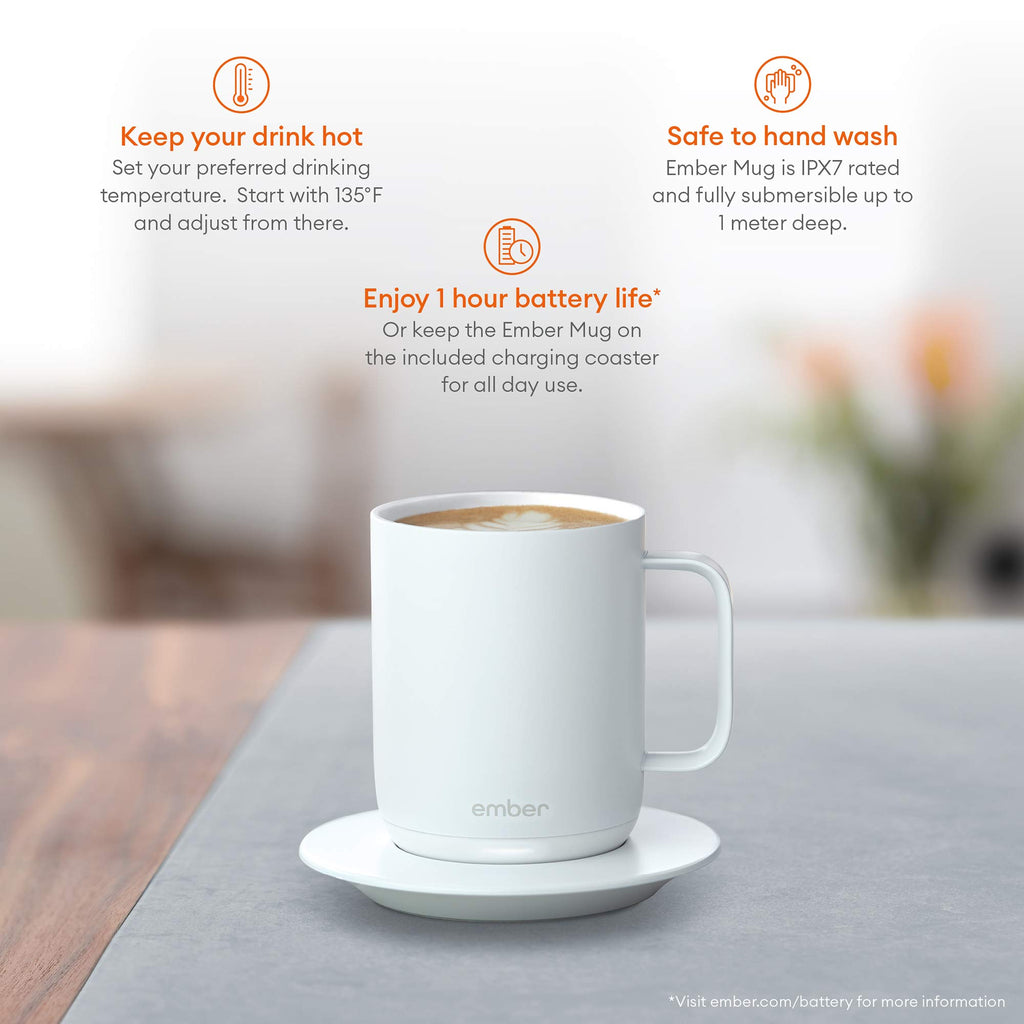 White 10 Ounce Temperature Control Smart Mug W325
