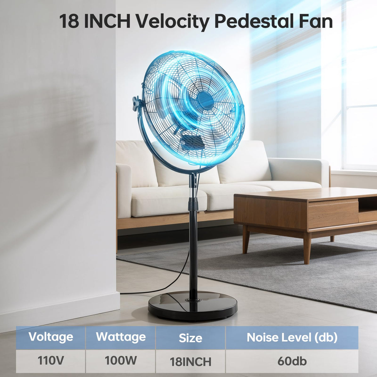 18 Inch Heavy Duty High Velocity Pedestal Fan Y276382