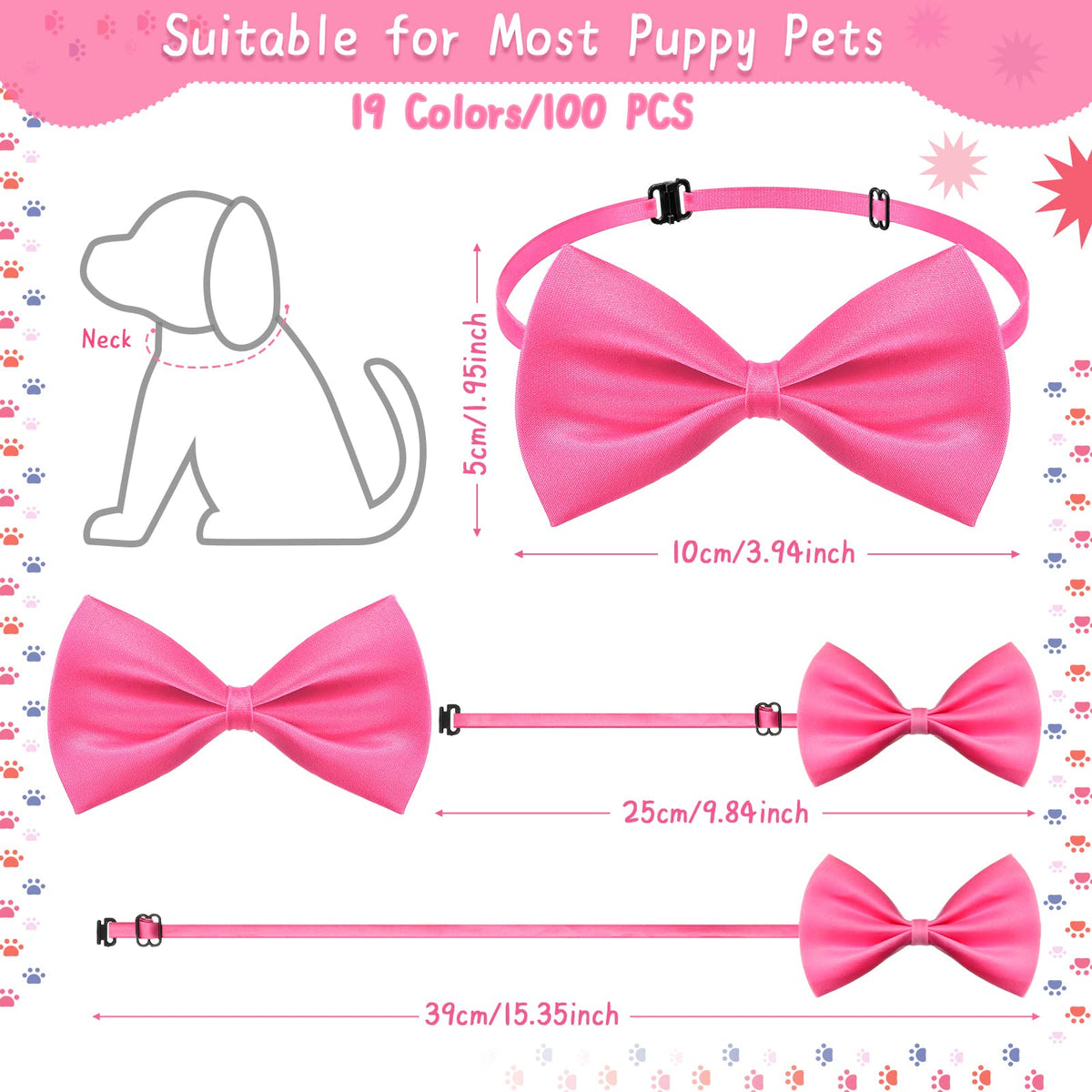 200 Pcs Adjustable Dog Bow Ties M753566