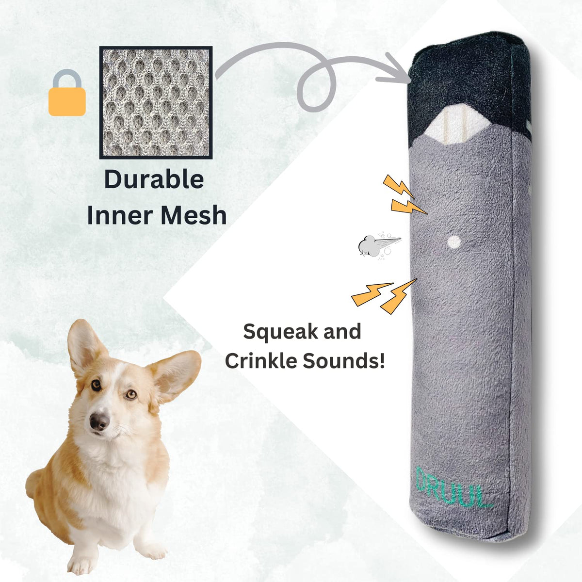 Plush Squeaky Crinkle Dog Toy F115540