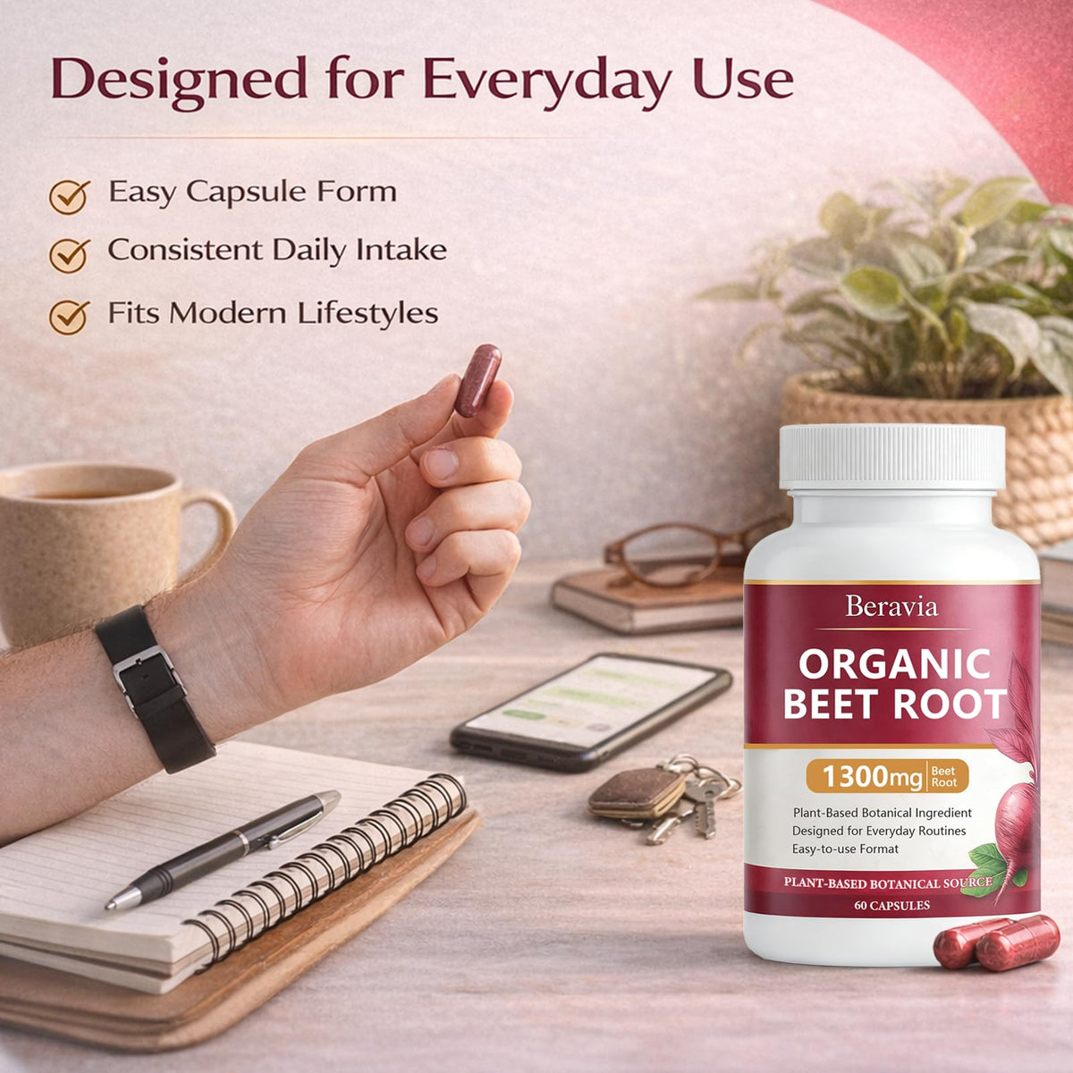Organic Beet Root Capsules 1300 mg 60 Capsules P649