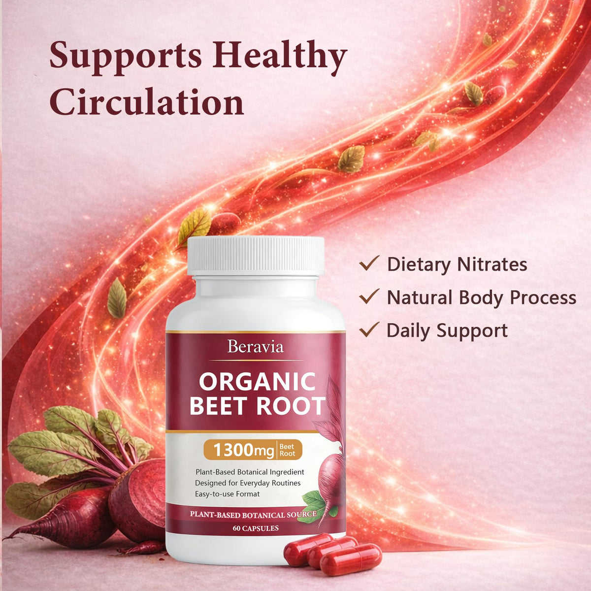 Organic Beet Root Capsules 1300 mg 60 Capsules P649