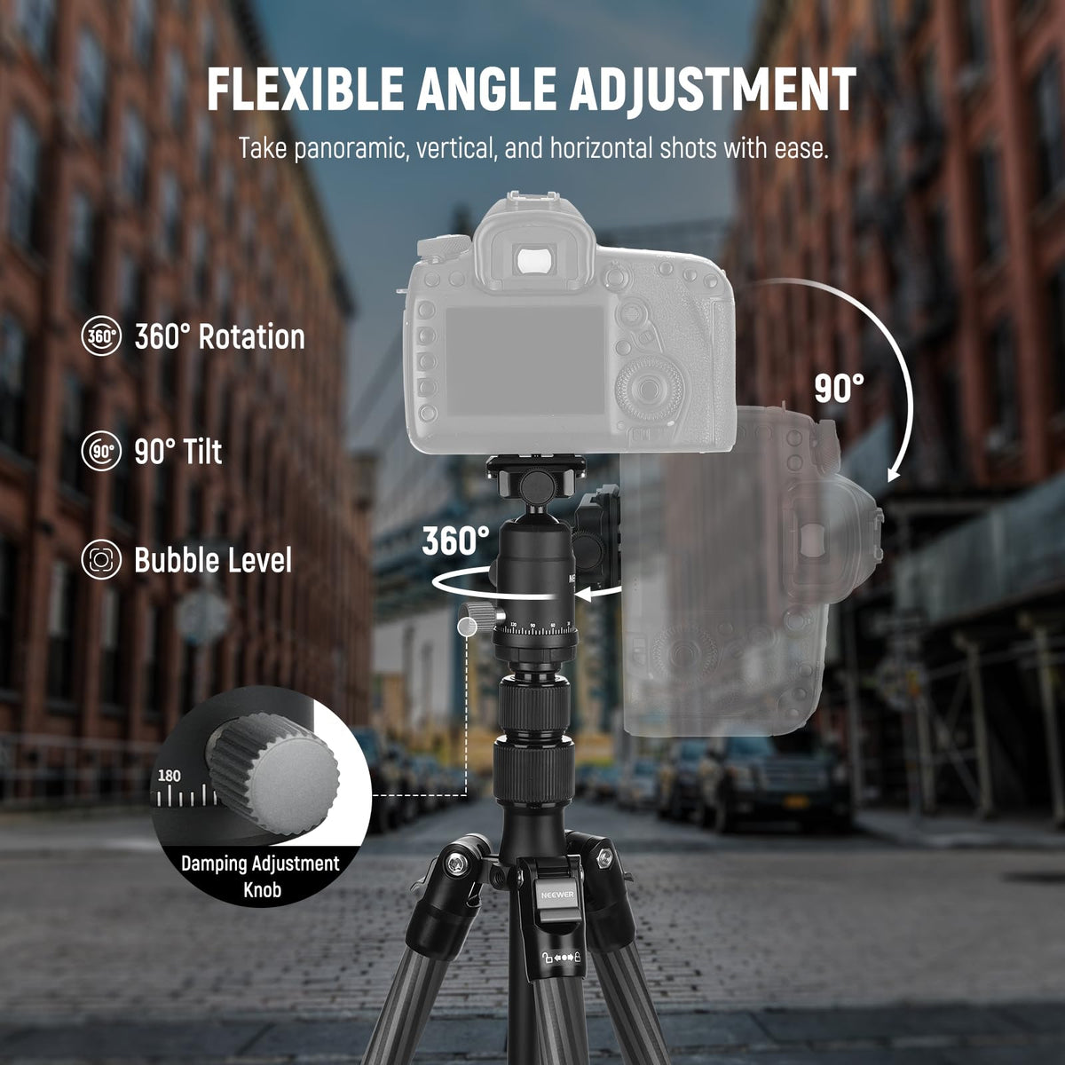 Carbon Fiber Camera Tripod Monopod 65" Lightweight Compact Travel DSLR Video Stand 360° Ball Head 13.2 lbs E963895