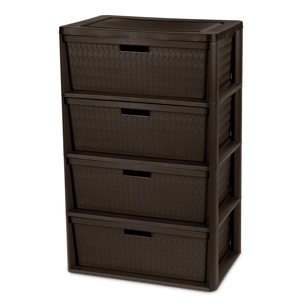 Brown 4 Drawer Plastic Storage Tower A854158