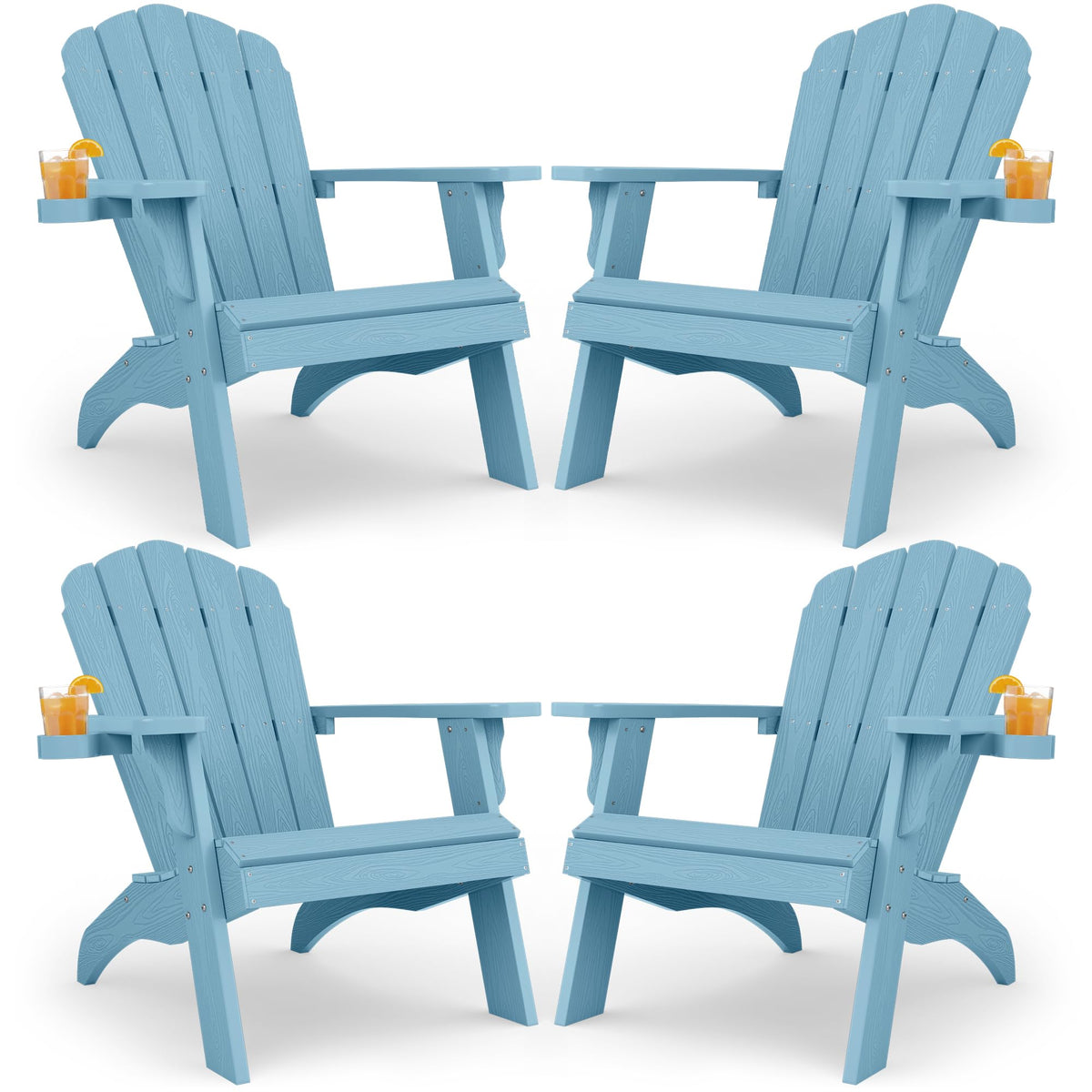 Oversized Adirondack Chair Set of 4 Blue V7009