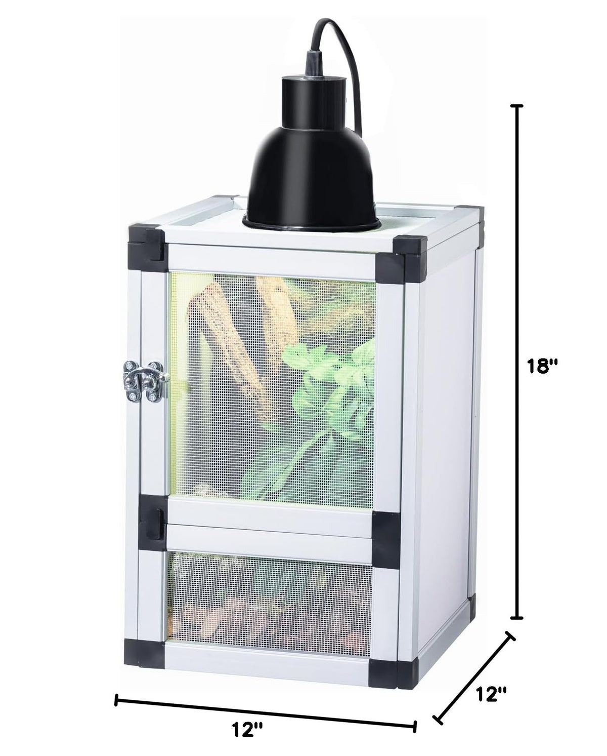 PVC Habitat Enclosure with Screen & Acrylic Doors, 12"x12"x18" Reptile Terrarium A965409