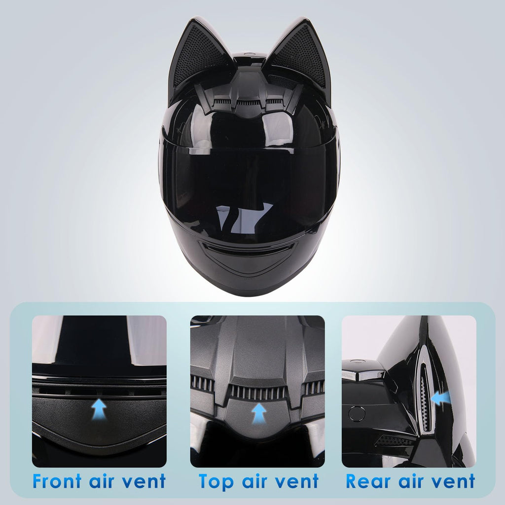 Bluetooth Motorcycle Cat Ear Full Face Helmet DOT Approved O6300