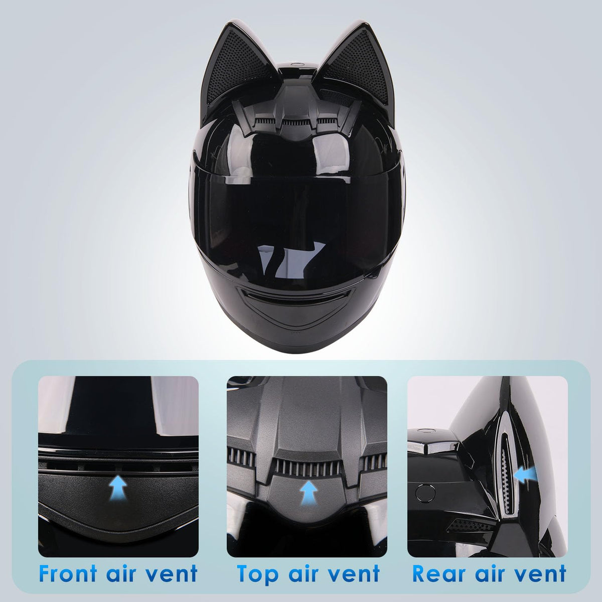 Bluetooth Motorcycle Cat Ear Full Face Helmet DOT Approved O6300
