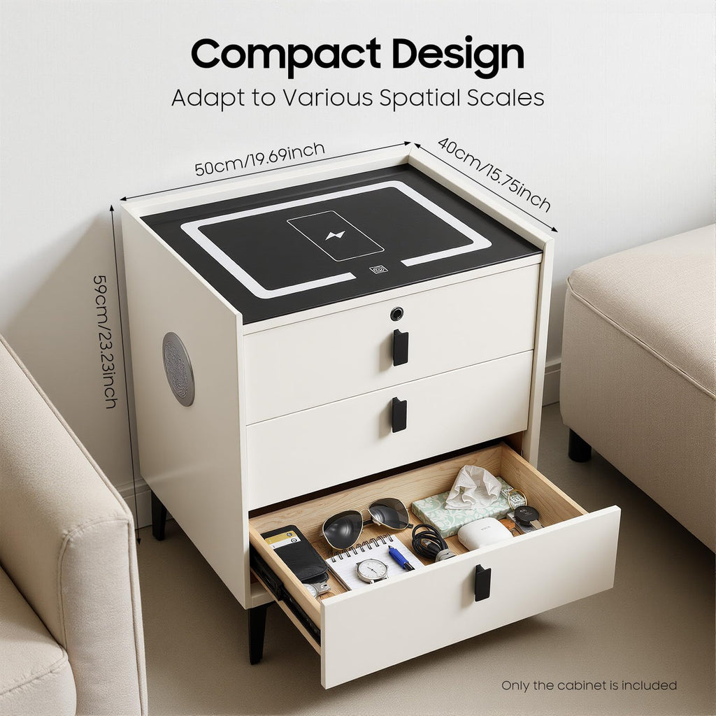 3 Drawers Nightstand with Fingerprint Lock and Wireless Charging I726779