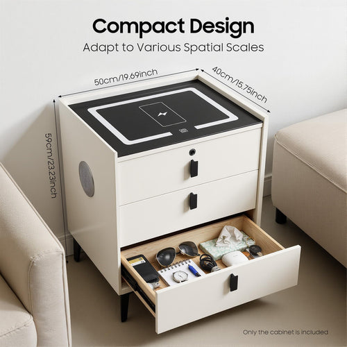 3 Drawers Nightstand with Fingerprint Lock and Wireless Charging I726779