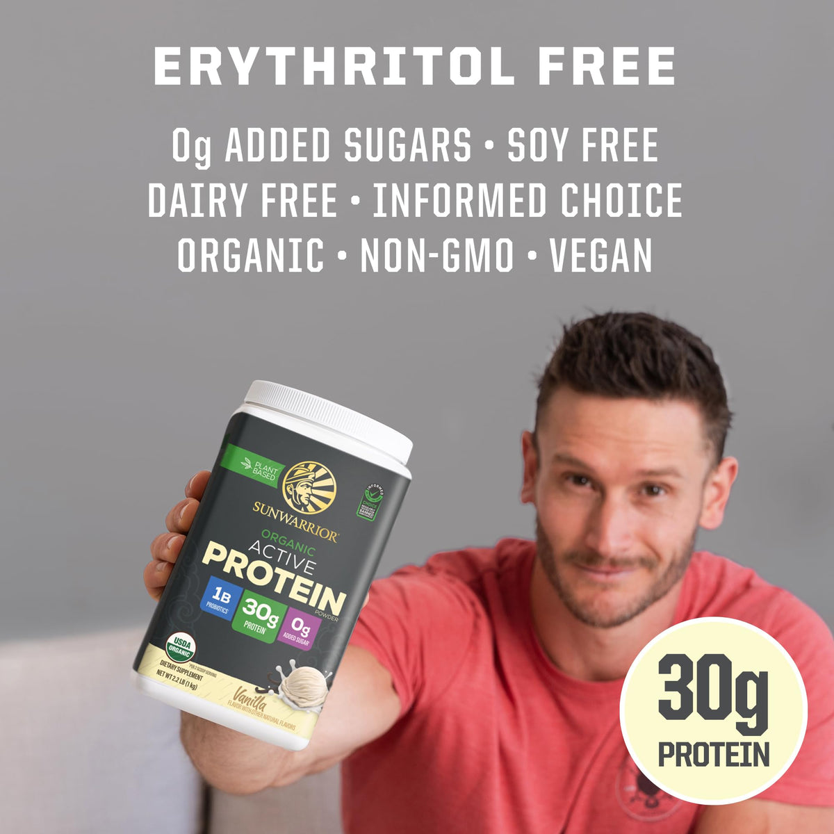 Organic Plant Based Protein Powder, Vegan, Vanilla, 20 Servings K2063